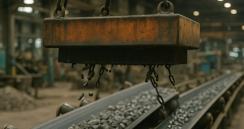 Khi vật liệu phế thải đi qua hoặc gần từ trường, các vật liệu có từ tính sẽ bị hút về phía nam châm, trong khi vật liệu phi từ tính vẫn không bị ảnh hưởng.