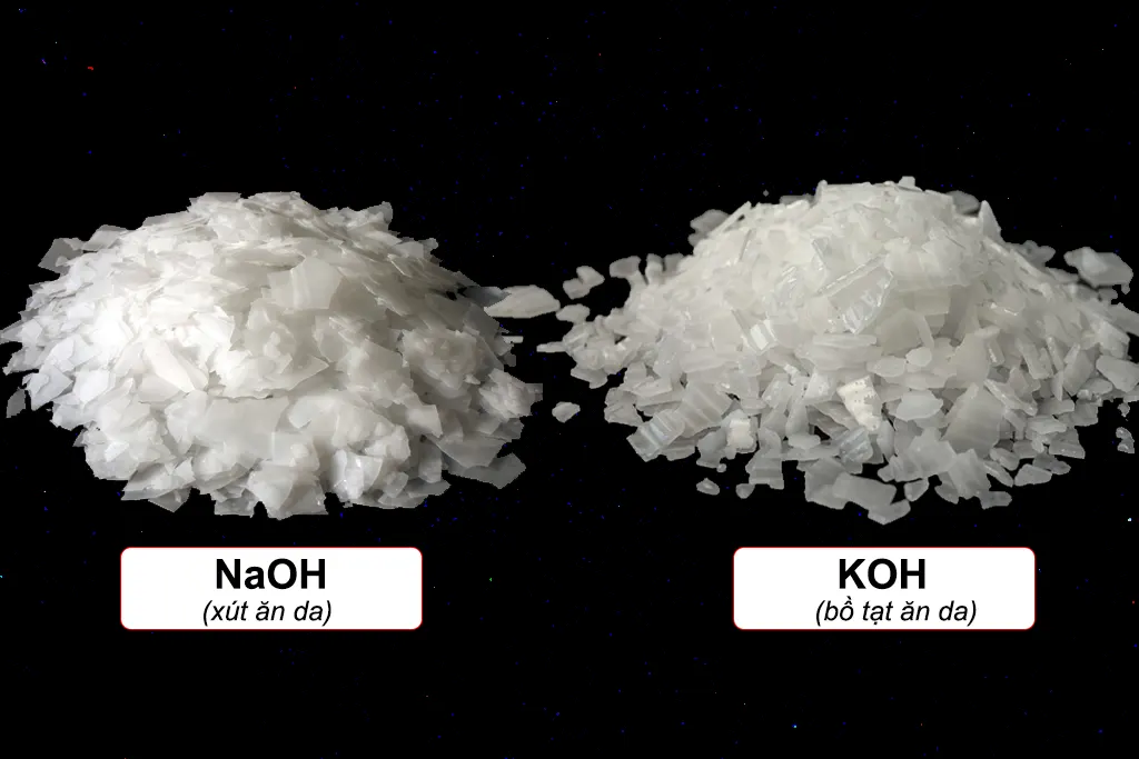 Sự khác biệt giữa NaOH và KOH là gì? Ứng dụng và cách phân biệt hai chất bazơ mạnh này